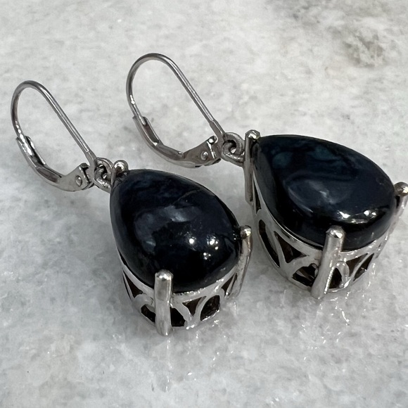 Australian Vivianite Sterling Silver Lever Back Earrings - Picture 7 of 11